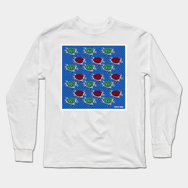 sea turtles of carey in pixel ecopop arts Long Sleeve T-Shirt by jorge_lebeau